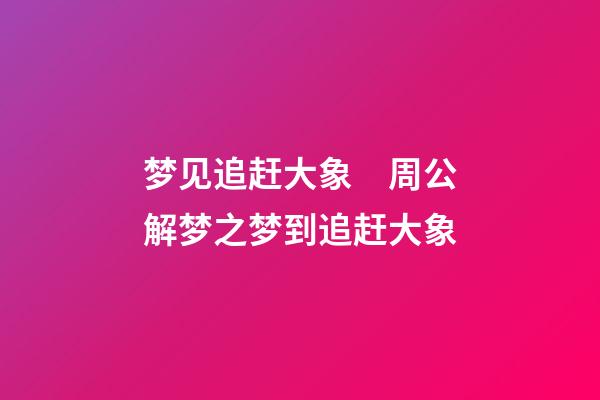 梦见追赶大象　周公解梦之梦到追赶大象